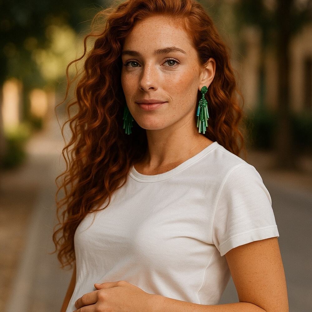Fashion Earrings Mint and ivory sticks with gold‎ and mint tiny beads.